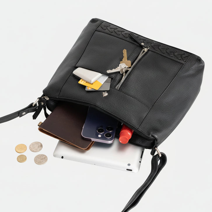 Greenwood Leather Elegant Crossbody Bag. Full-Grain Leather Shoulder Bag - Boutique of Leathers/Open Road