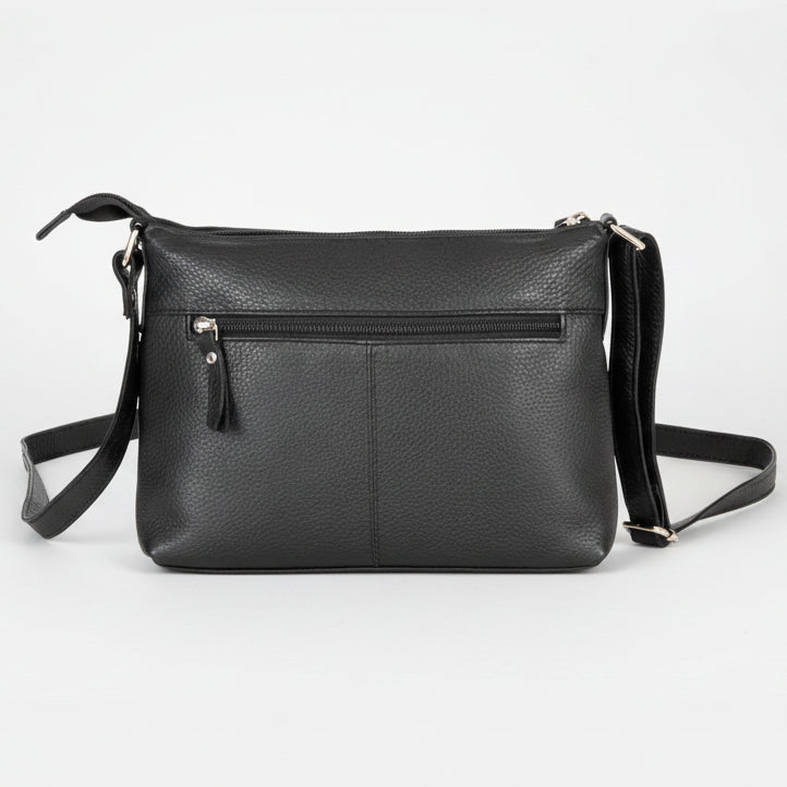 Greenwood Leather Multi-Pocket Crossbody Bag. Premium Pebbled Leather Handbag - Boutique of Leathers/Open Road