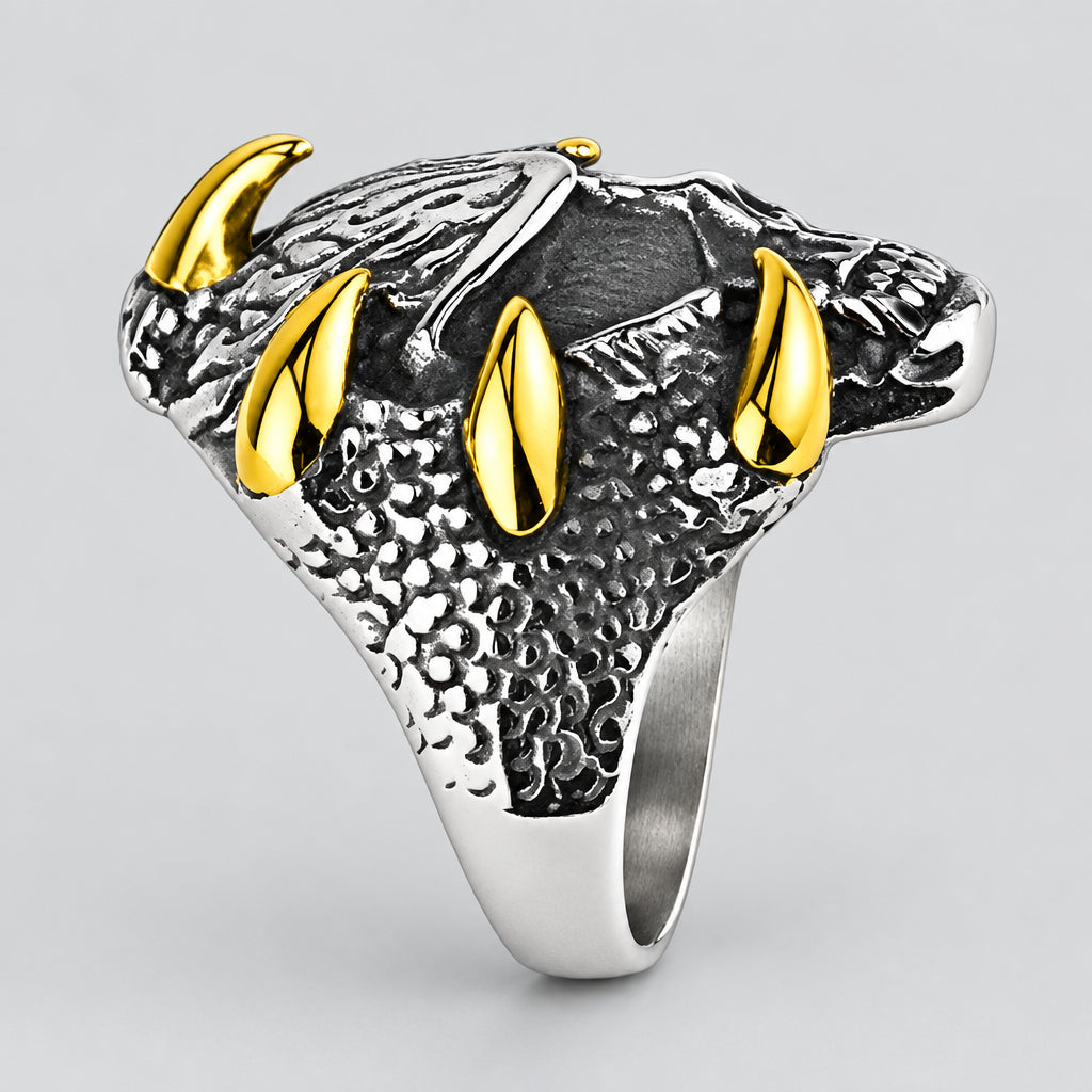 GoSteel Men's Dragon Claws and Skull Ring Men's Jewelry Boutique of Leathers/Open Road