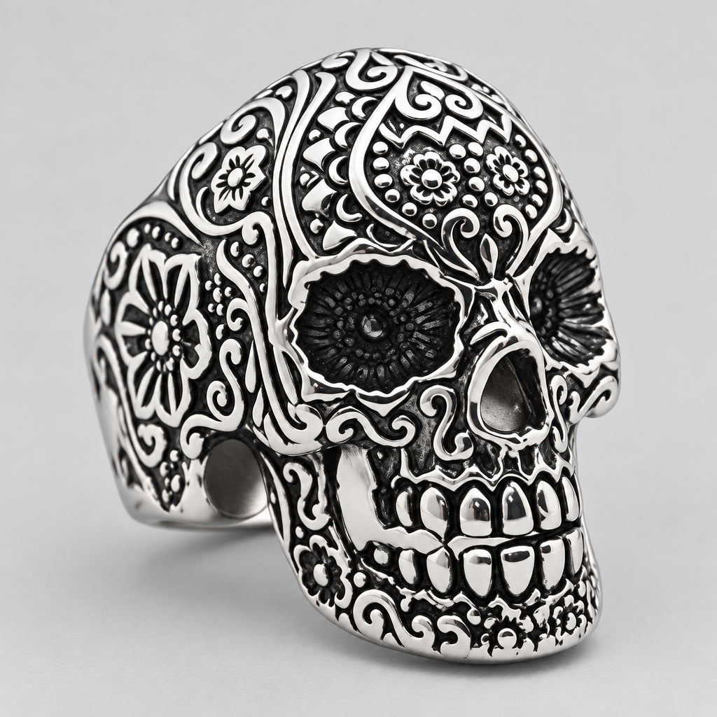 GoSteel Men's Sugar Skull Ring Men's Jewelry Boutique of Leathers/Open Road