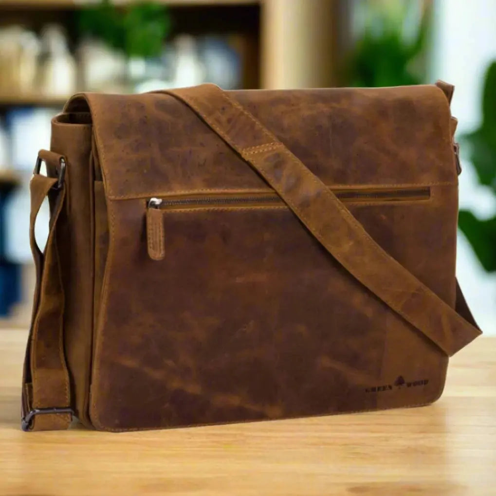 Leather messenger bag laptop hotsell