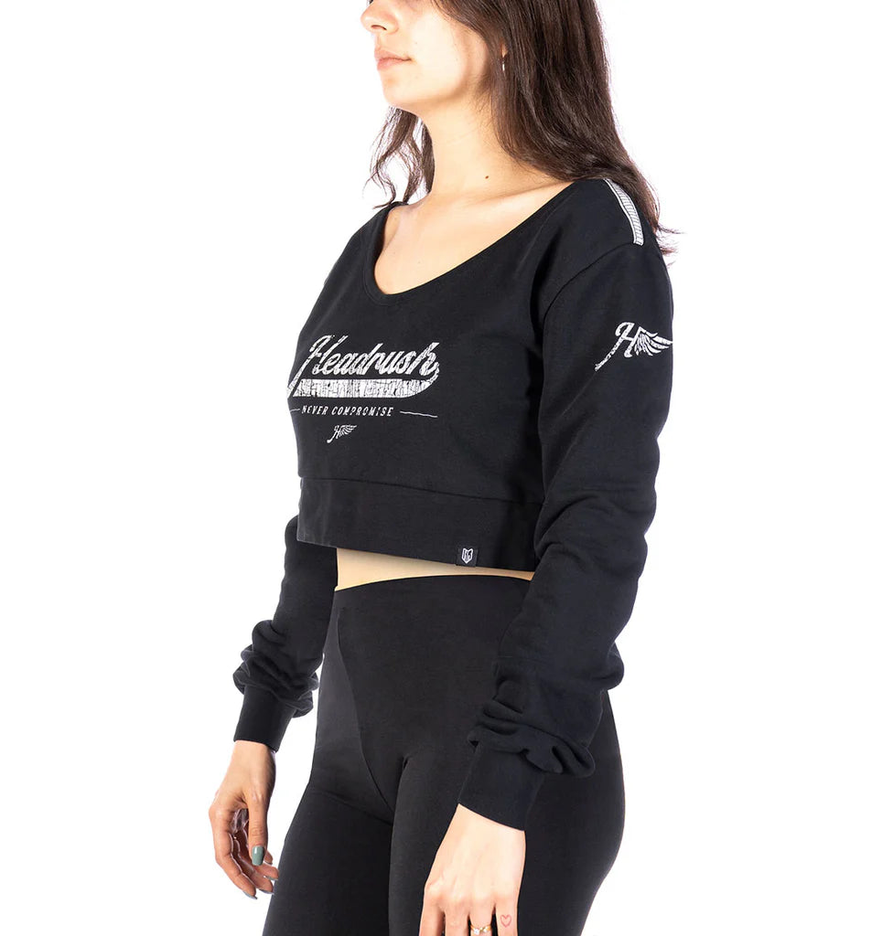 Headrush Angel Wings Cropped V-Neck Sweatshirt