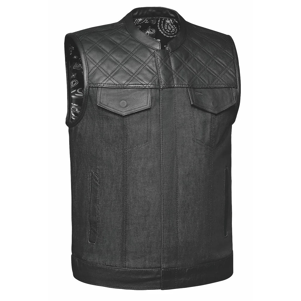 Open Road Men's Denim & Leather Club Vest - Boutique of Leathers/Open Road