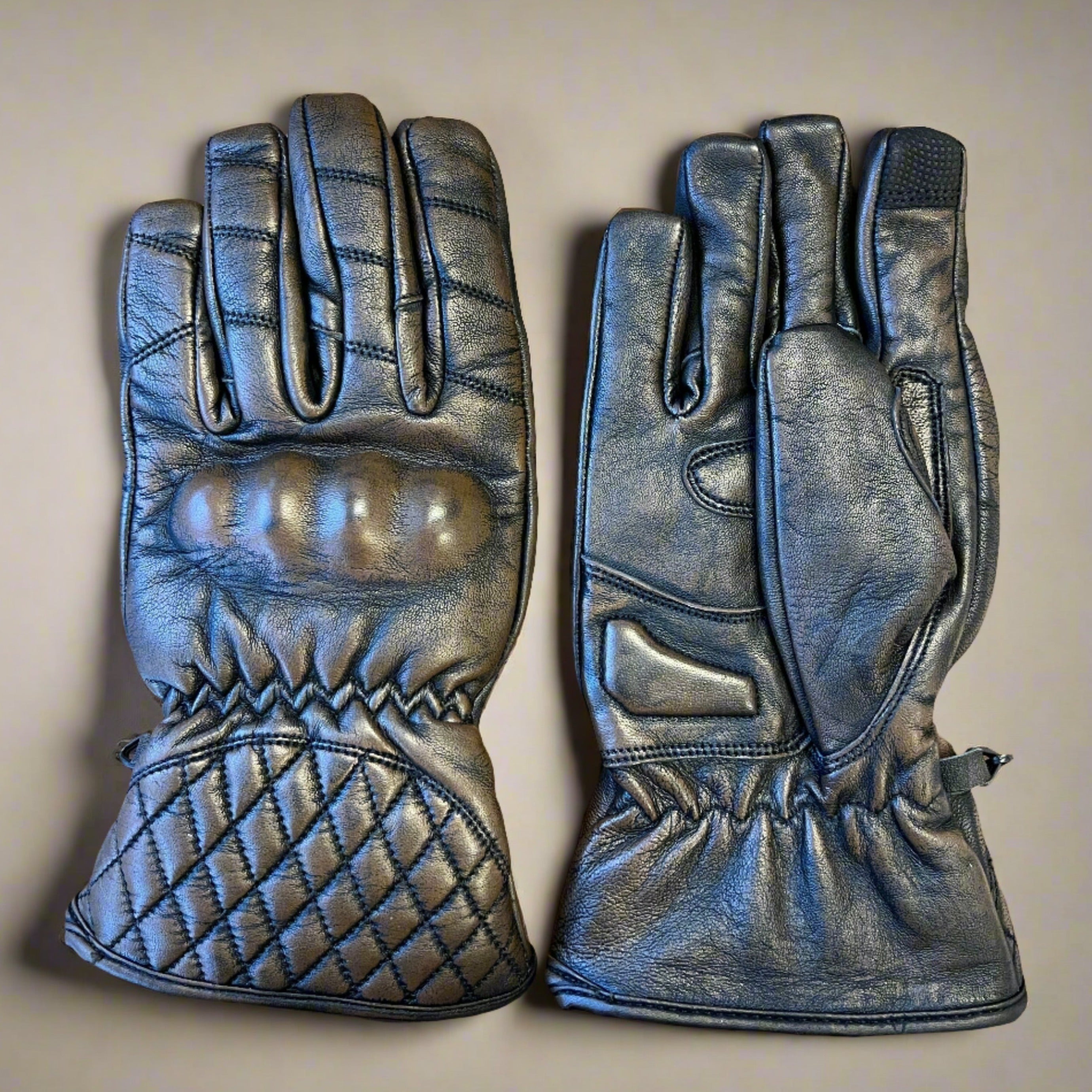 Hard Knuckle Leather Motorcycle Gloves - Boutique of Leathers/Open Road