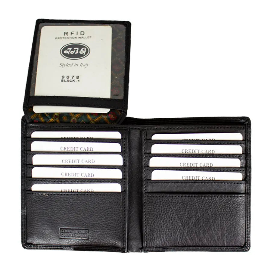 JBG International Men's Flip Up Wing Bifold Leather Wallet - Boutique of Leathers/Open Road