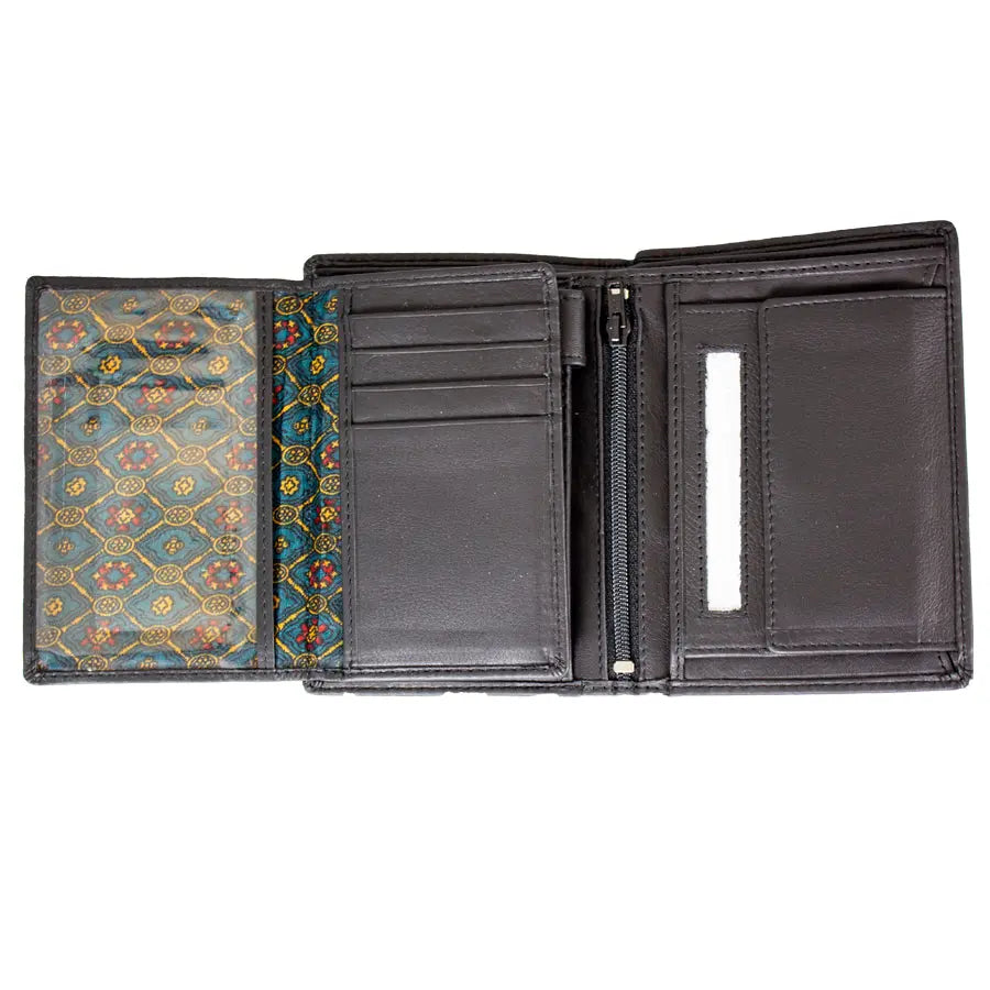 JBG International Men's Snap Close Flip Trifold Leather Wallet - Boutique of Leathers/Open Road