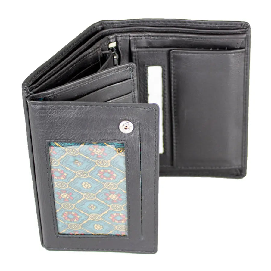 JBG International Men's Snap Close Flip Trifold Leather Wallet - Boutique of Leathers/Open Road