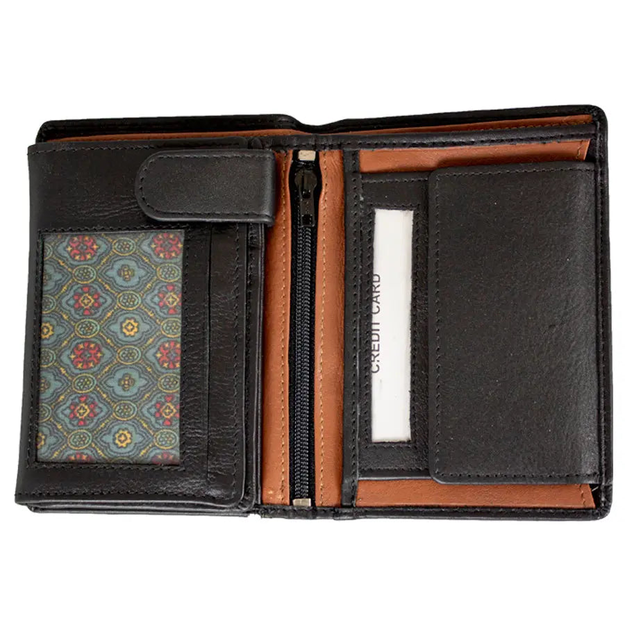 JBG International Men's Snap Close Flip Trifold Leather Wallet - Boutique of Leathers/Open Road