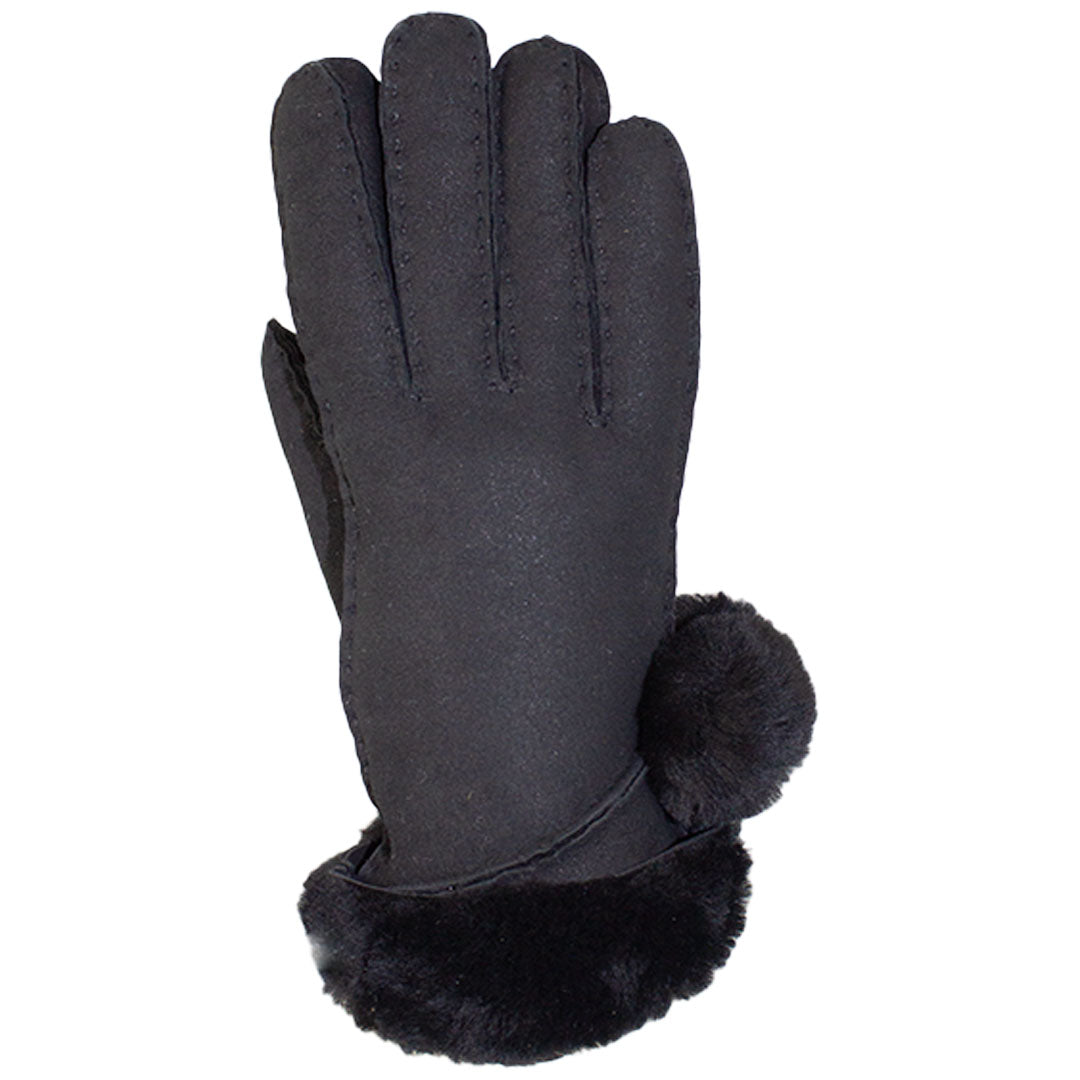 BOL Women's Pompom Hand Stitched Merino Sheepskin Gloves