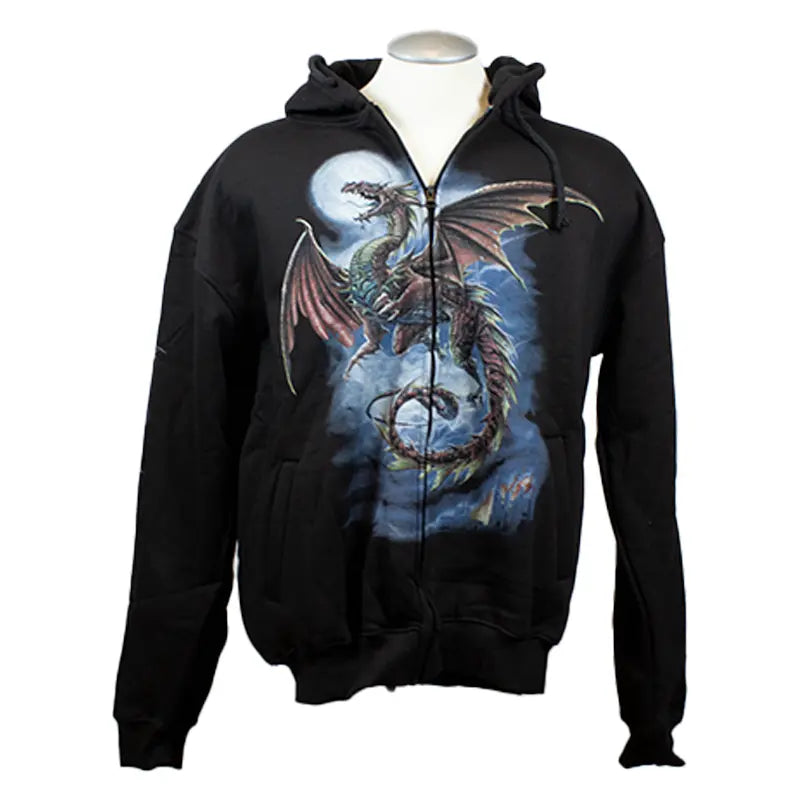 J&L Imports Men's Moon and Dragon Zip-Up Hoodie Men's Hoodies & Sweatshirts Boutique of Leathers/Open Road