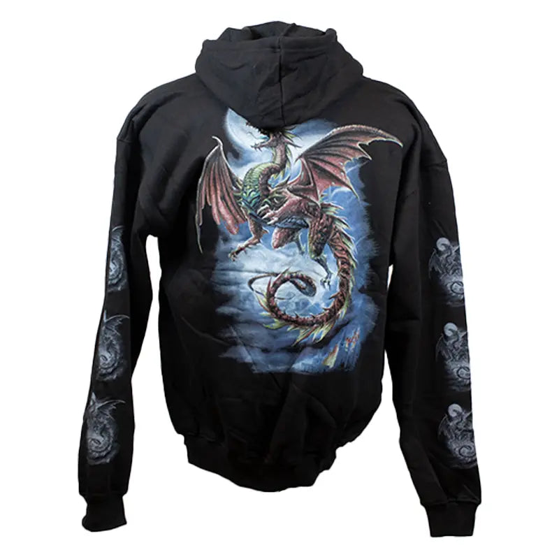 J&L Imports Men's Moon and Dragon Zip-Up Hoodie Men's Hoodies & Sweatshirts Boutique of Leathers/Open Road