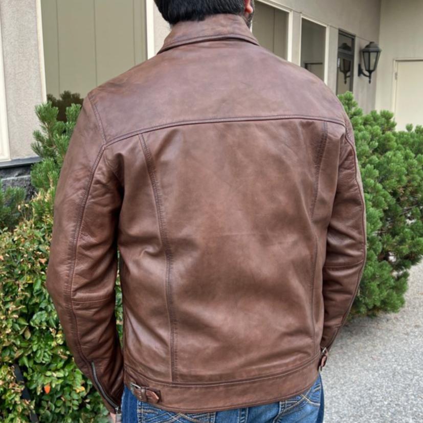 James Dean-Style Lamb Leather Jacket with Side Buckles - Boutique of Leathers/Open Road