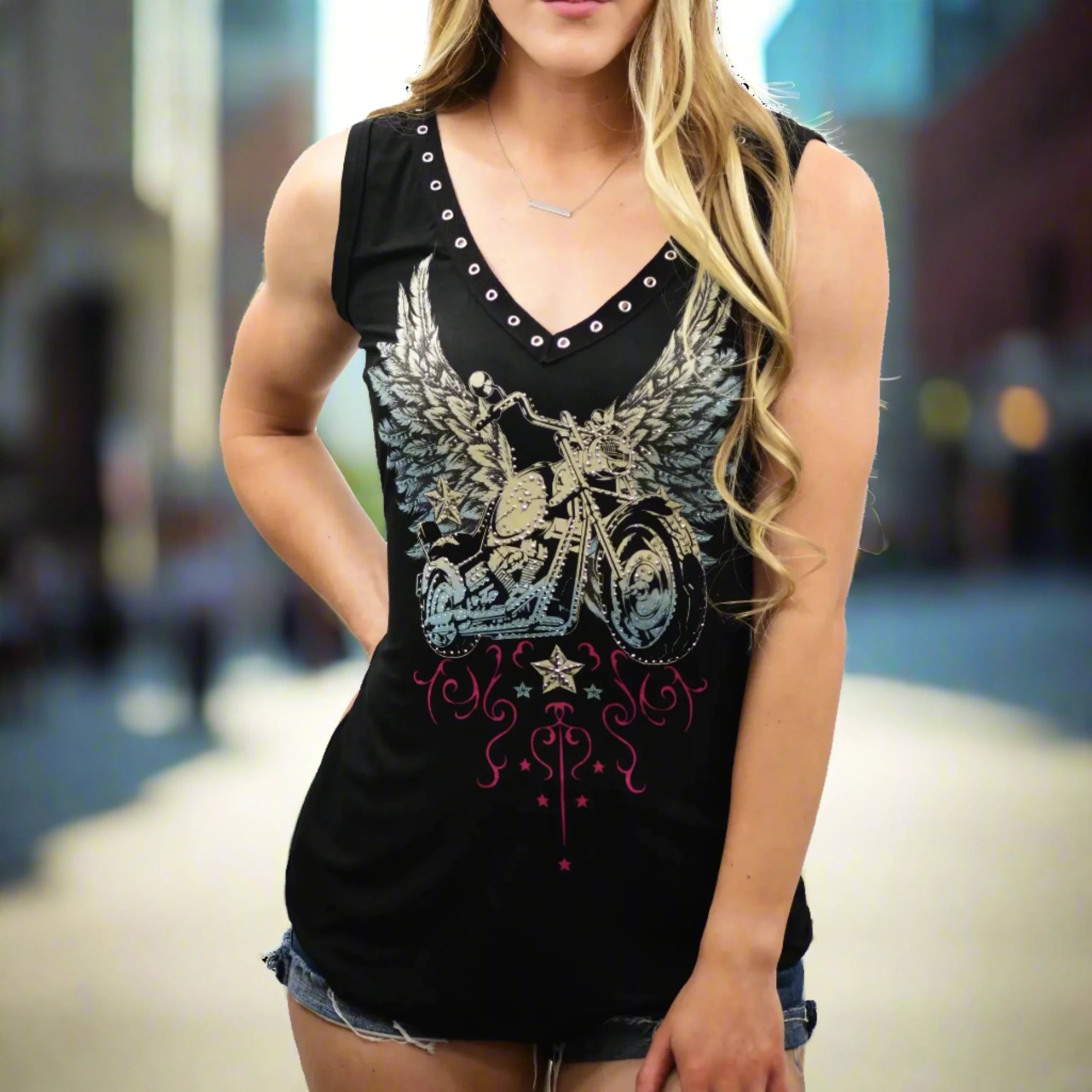 Liberty Wear Women's Bike and Wings T-Shirt Women's Shirts & Tees Boutique of Leathers/Open Road