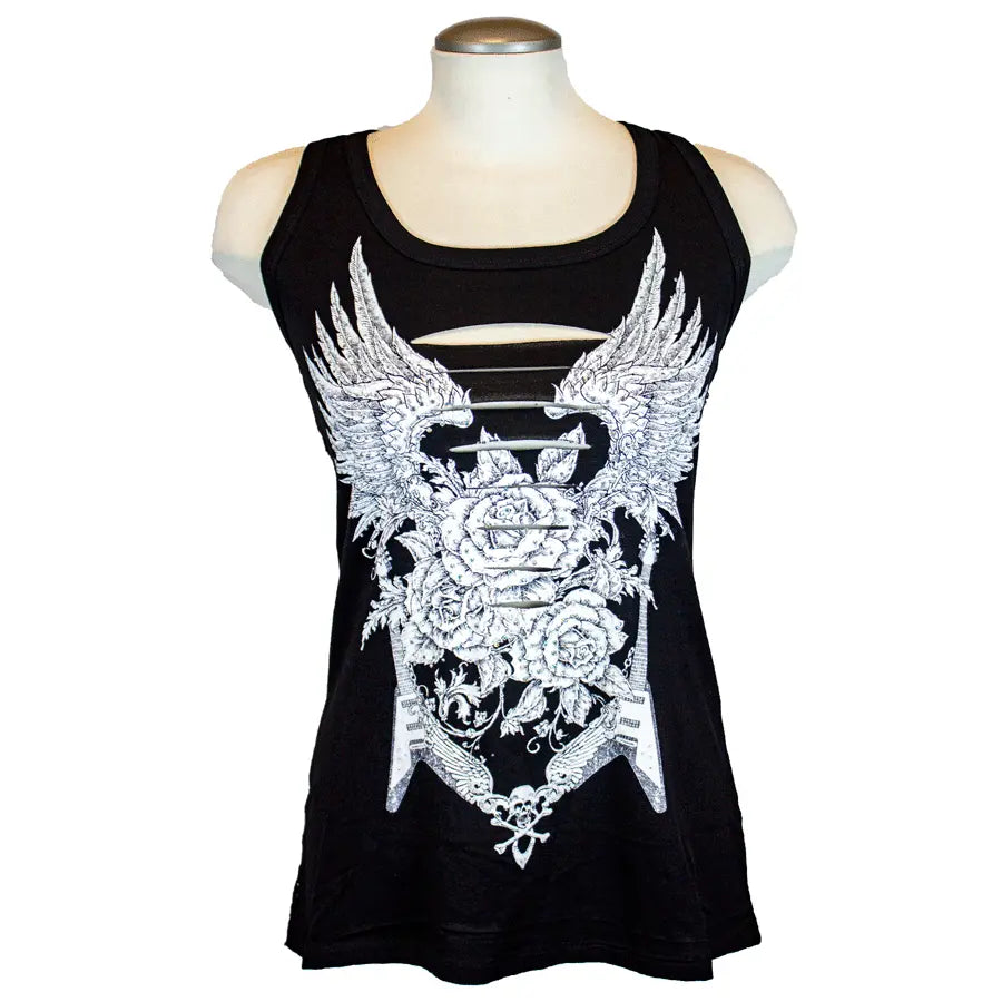 Liberty Wear Women's Cut Out Lace Back Tank Top Women's Shirts & Tees Boutique of Leathers/Open Road