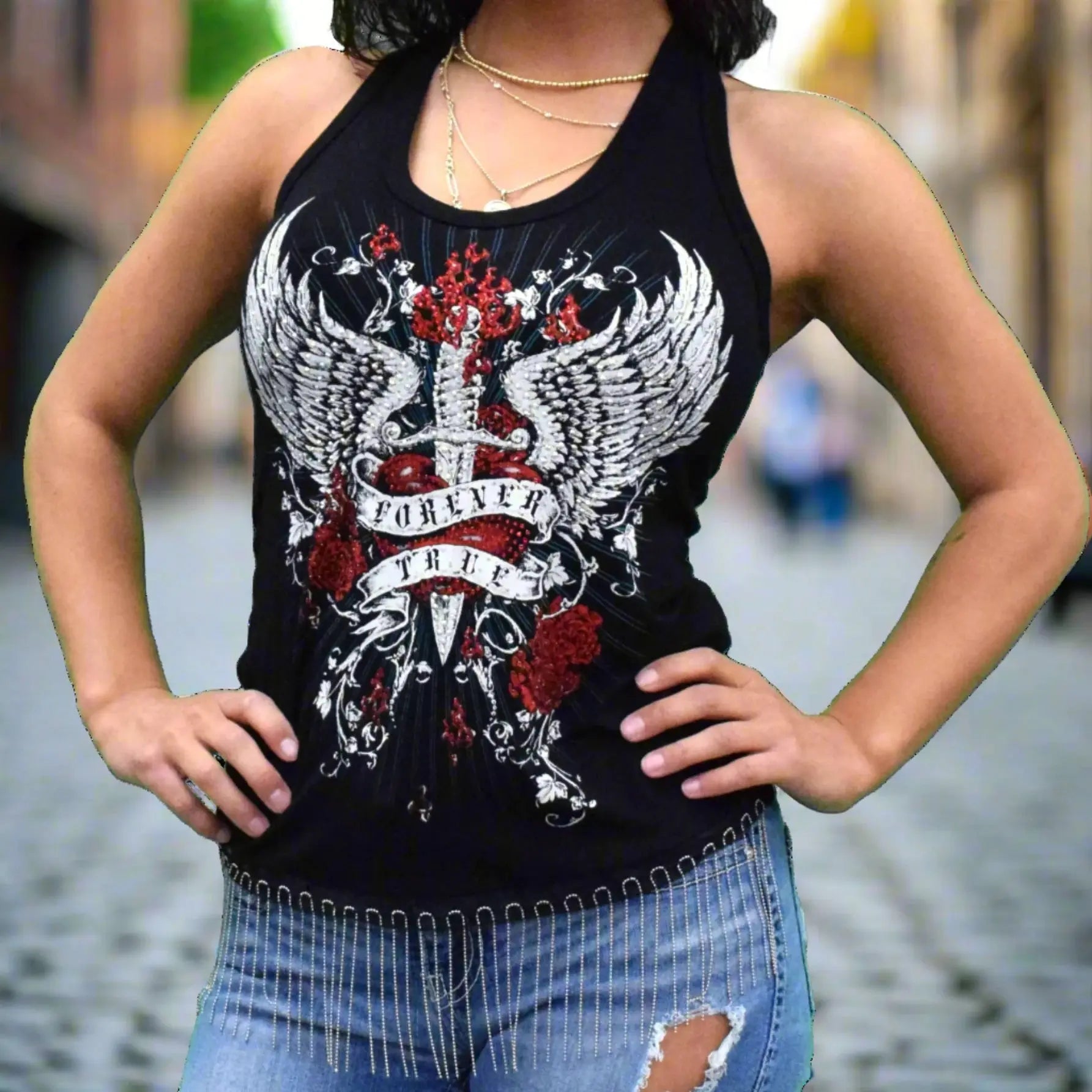 Liberty Wear Women's Forever True Dagger T-Shirt Women's Shirts & Tees Boutique of Leathers/Open Road