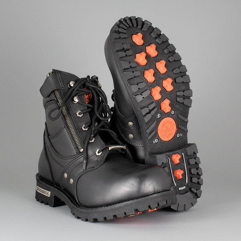 Milwaukee Leather Women's Side Zip Lace Up Motorcycle Boots