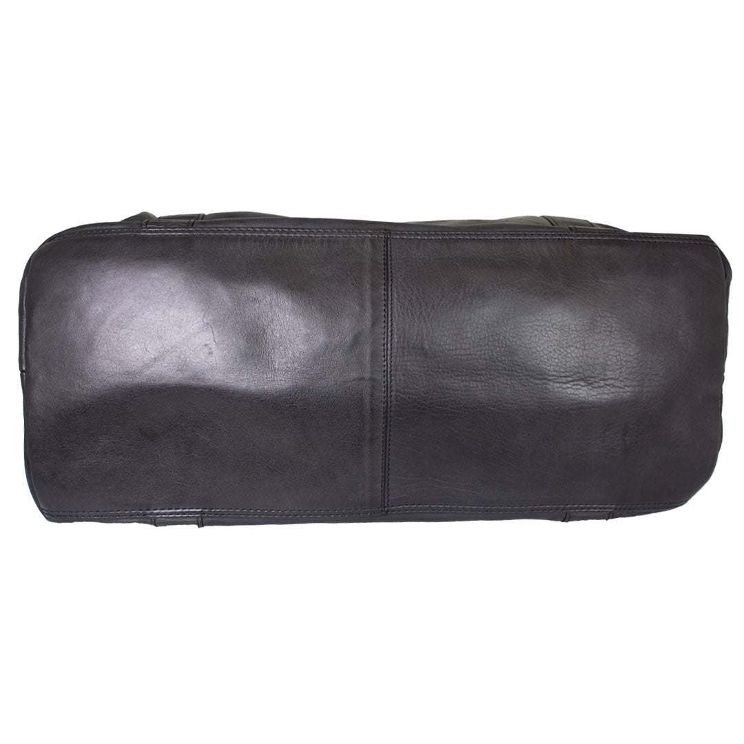 BOL Black Leather Travel Duffle Bag