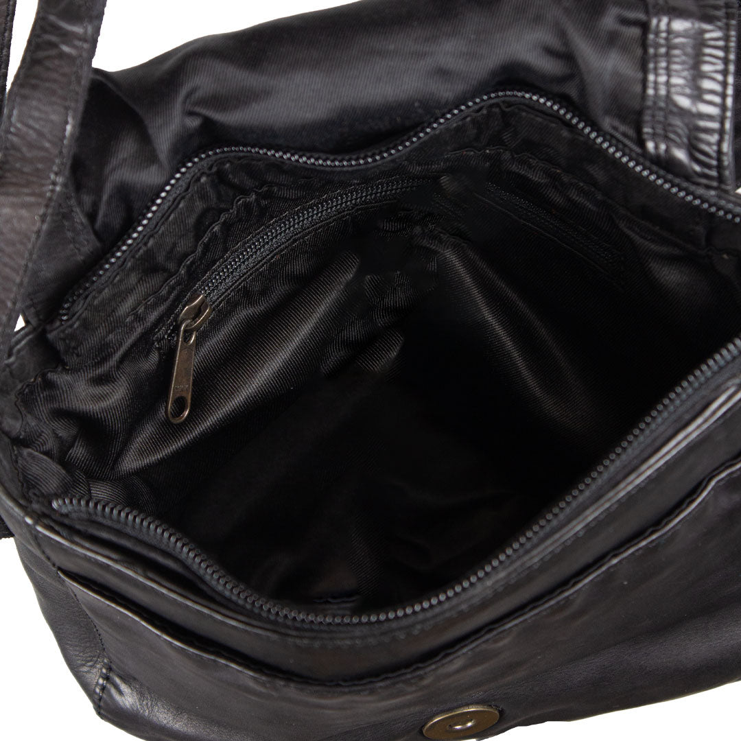 BOL Women's Leather Crossbody  with Zig-Zag Studs Saddle Bag