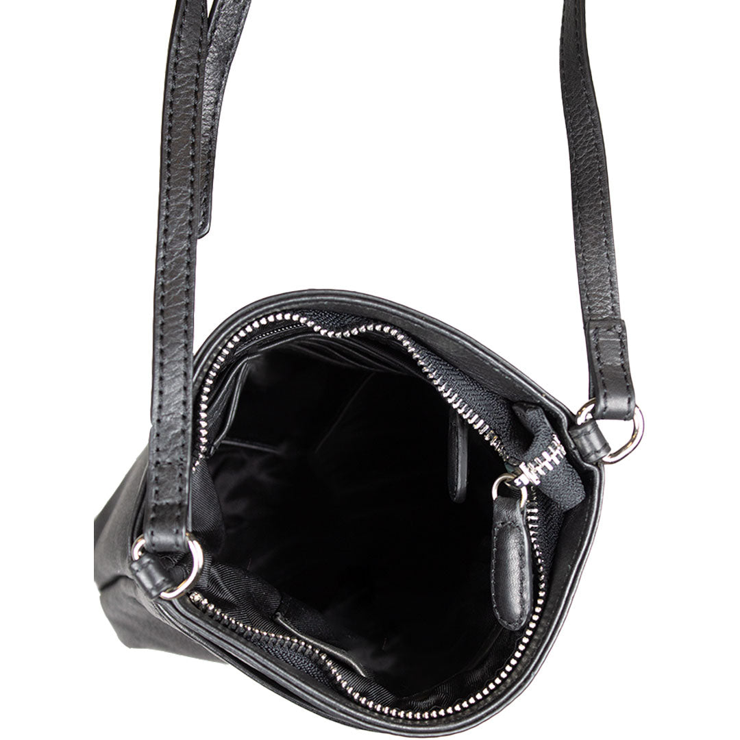 BOL Women's Leather Saddle Bag with Snap Closure and Tassel