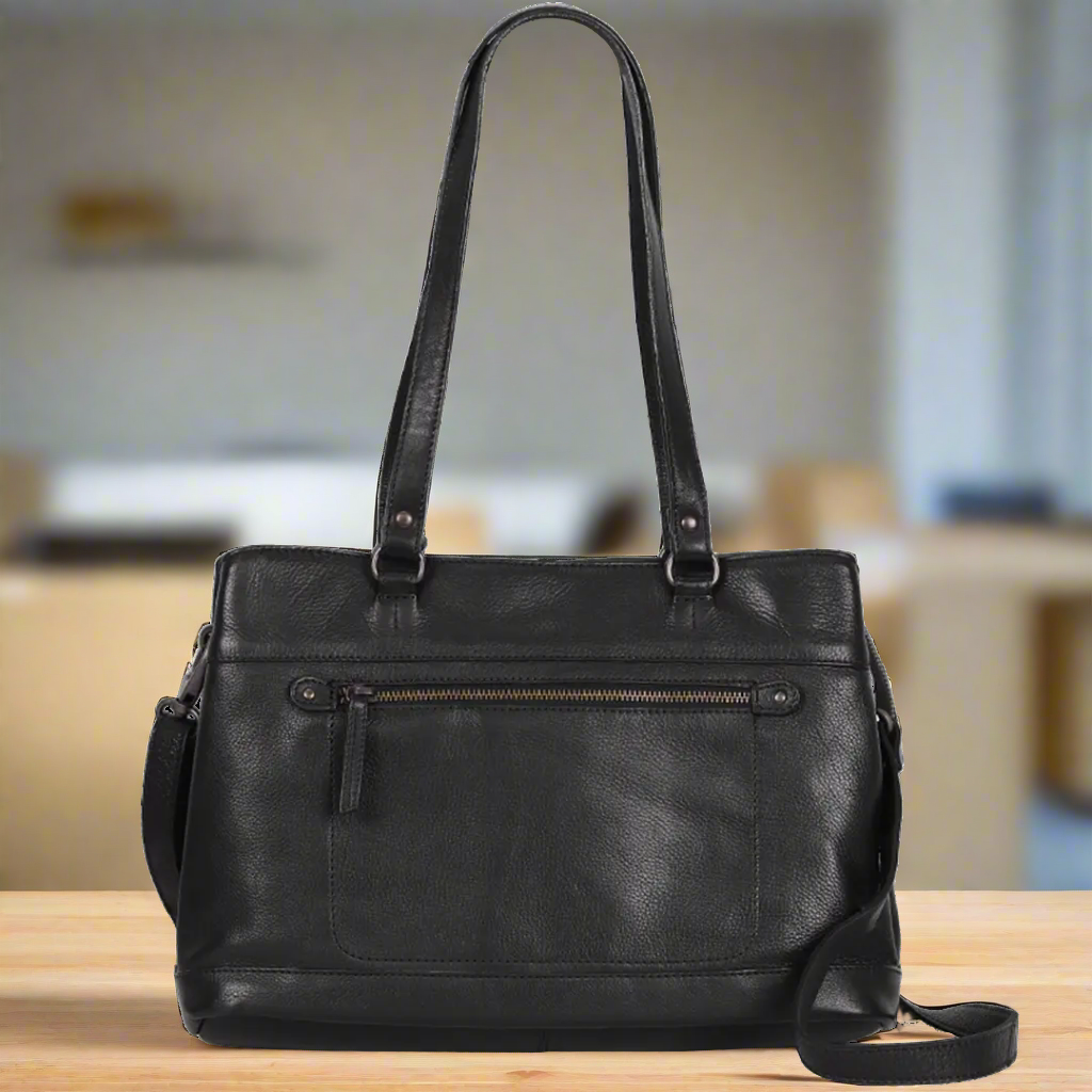 MET Classic Leather Bag with Dual Handles Black