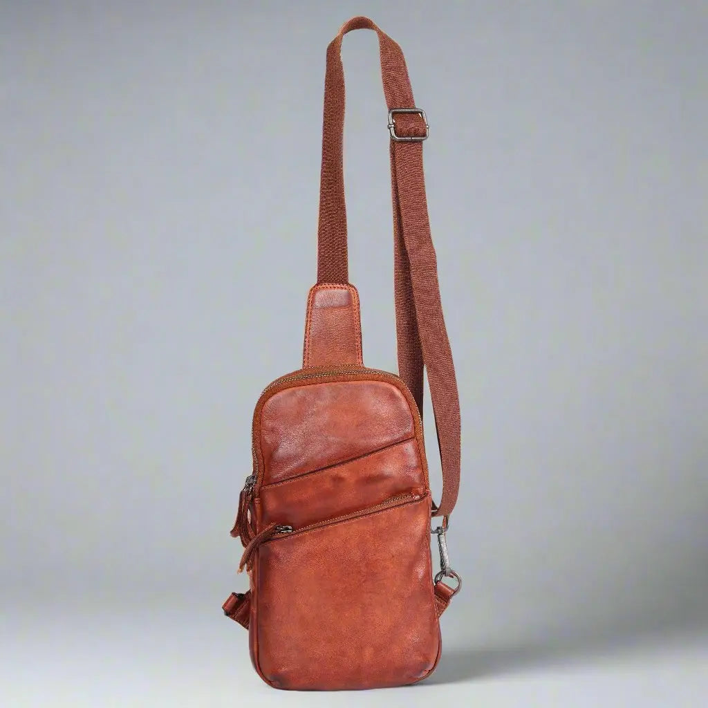 backpack chest strap leather Polare Full Grain Cowhide Anti Theft Shoulder Bag Vintage Sling Balances your load HDHYK 2 -Pack Backpack Chest