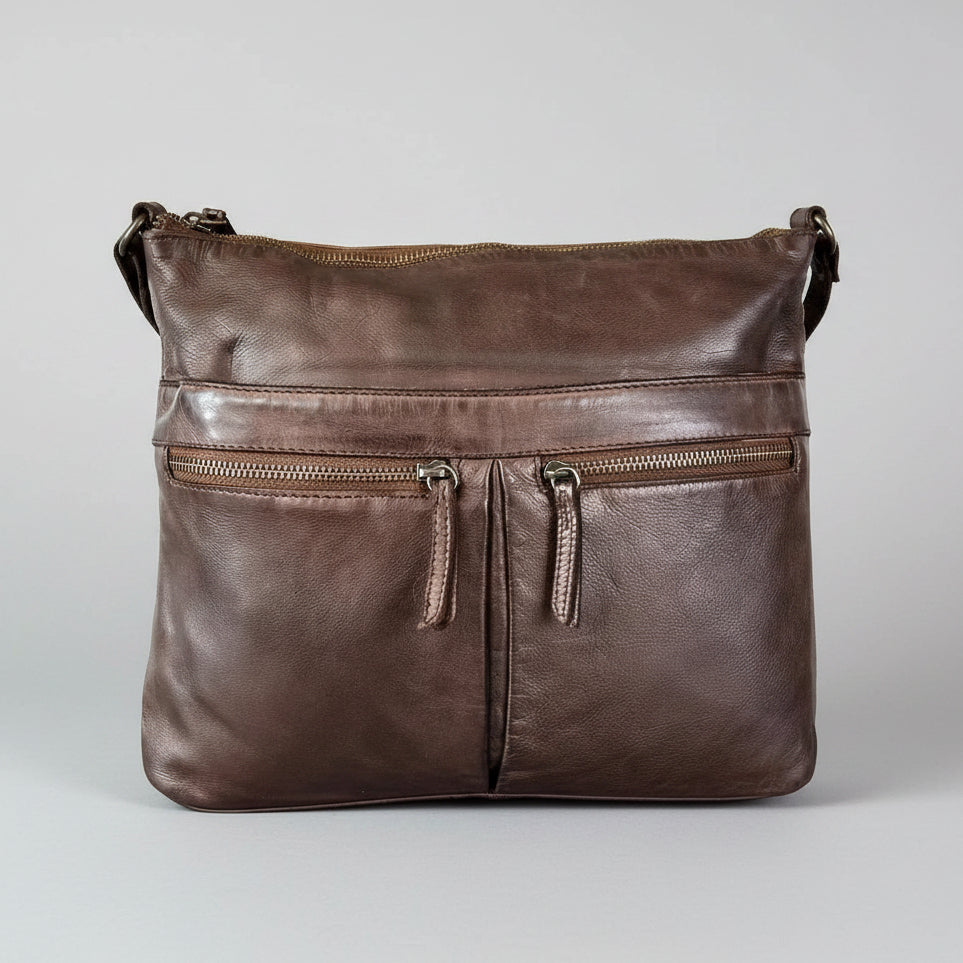 MET Leather Crossbody Bag with Dual Zipper Pockets - Boutique of Leathers/Open Road