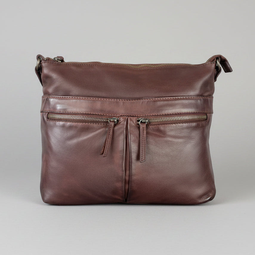 MET Leather Crossbody Bag with Dual Zipper Pockets - Boutique of Leathers/Open Road