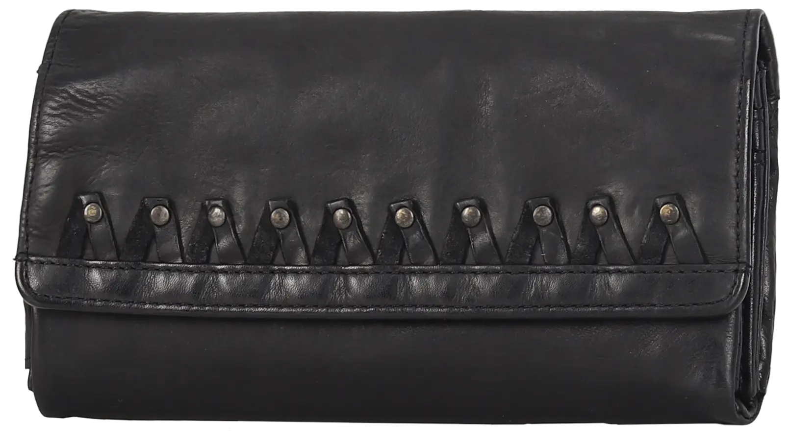 Black studded wallet best sale