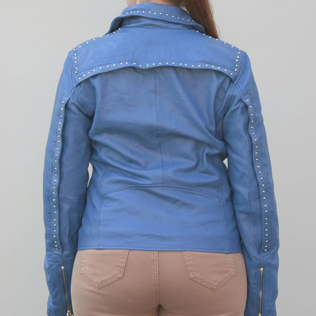 Women's Studded Leather Jacket with Removable Fringe - Boutique of Leathers/Open Road