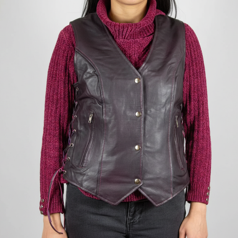 Open Road Women's Lace Side Leather Vest Women's Vests Boutique of Leathers/Open Road