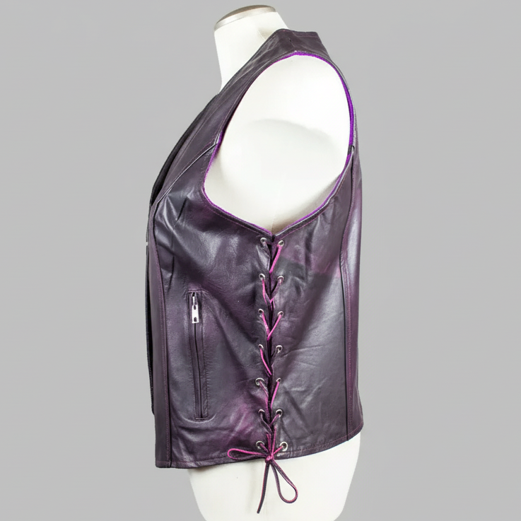 Open Road Women's Lace Side Leather Vest Women's Vests Boutique of Leathers/Open Road