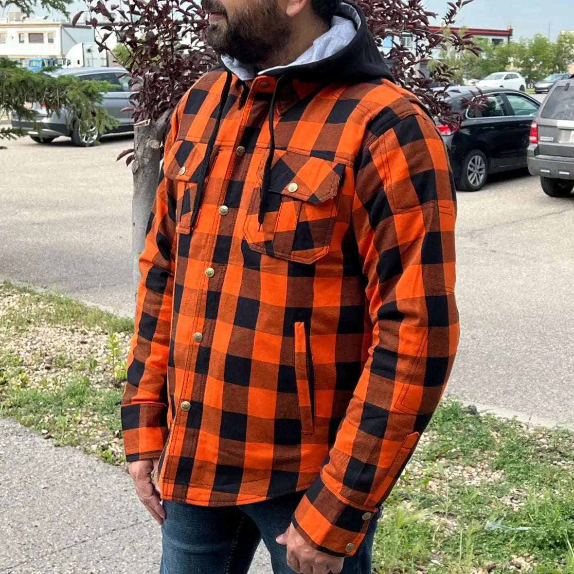 Milwaukee Leather MPM1635 Men's Plaid Flannel Biker Shirt With CE Appr