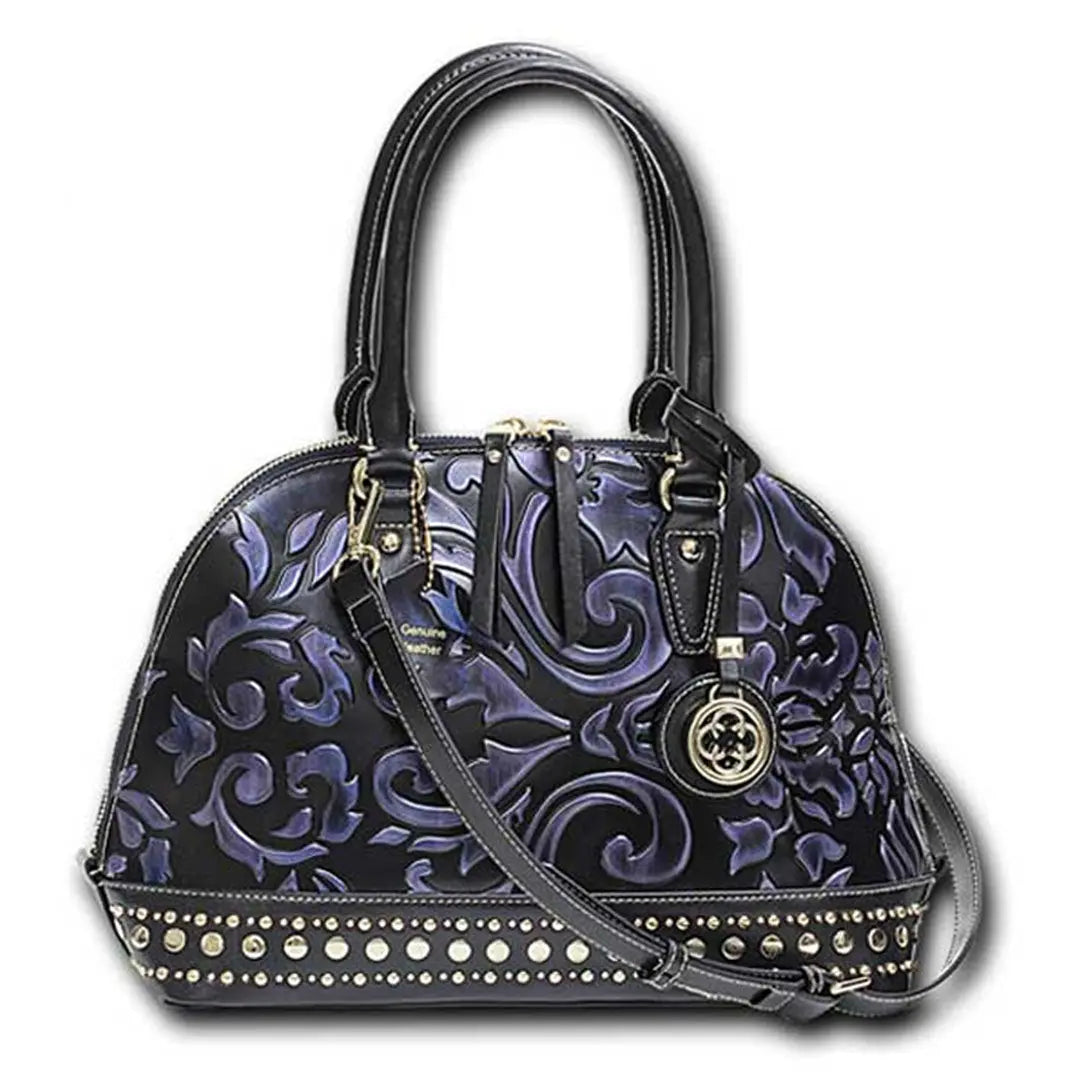 Marc Chantel Liz Embossed Leather Dome Satchel Handbag Handbags & Purses Boutique of Leathers/Open Road