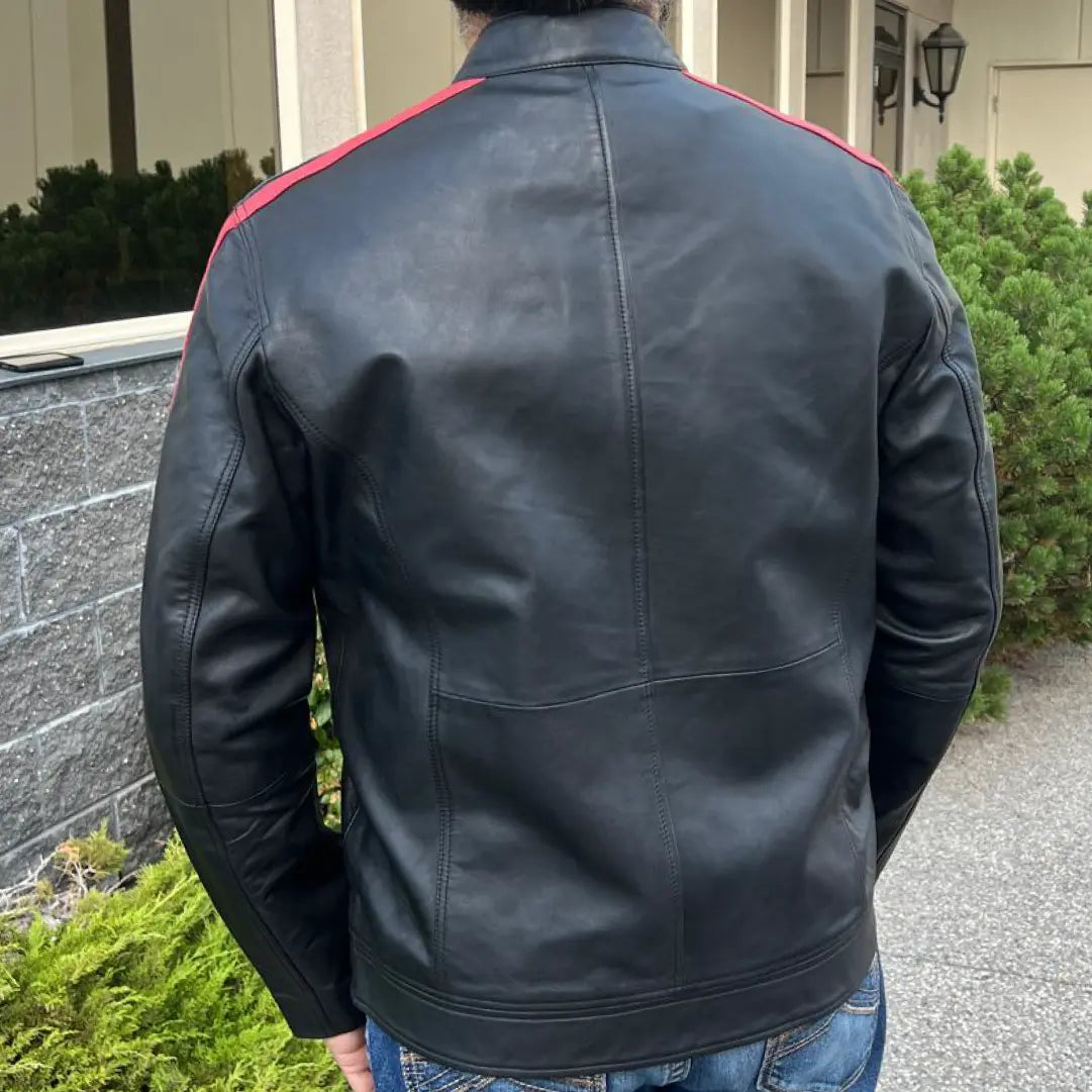 Men's Lamb Leather Jacket with Stripes Men's Leather Jackets Boutique of Leathers/Open Road