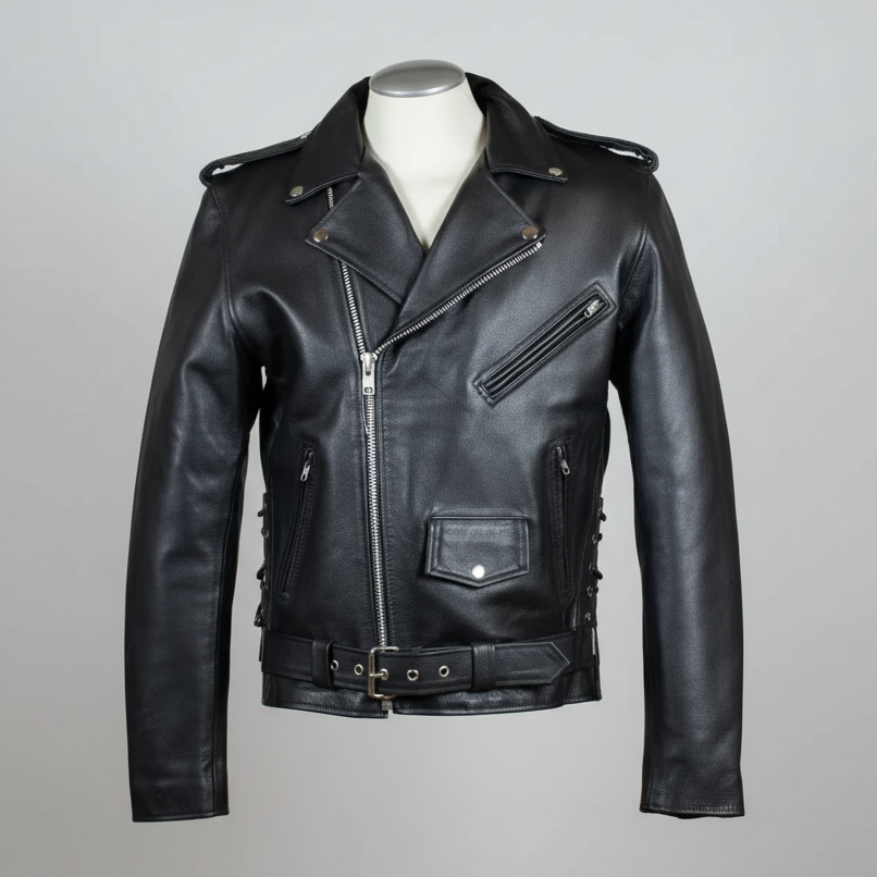 Men's Tall Classic Side Lace Leather Motorcycle Jacket Men's Motorcycle Jackets Boutique of Leathers/Open Road