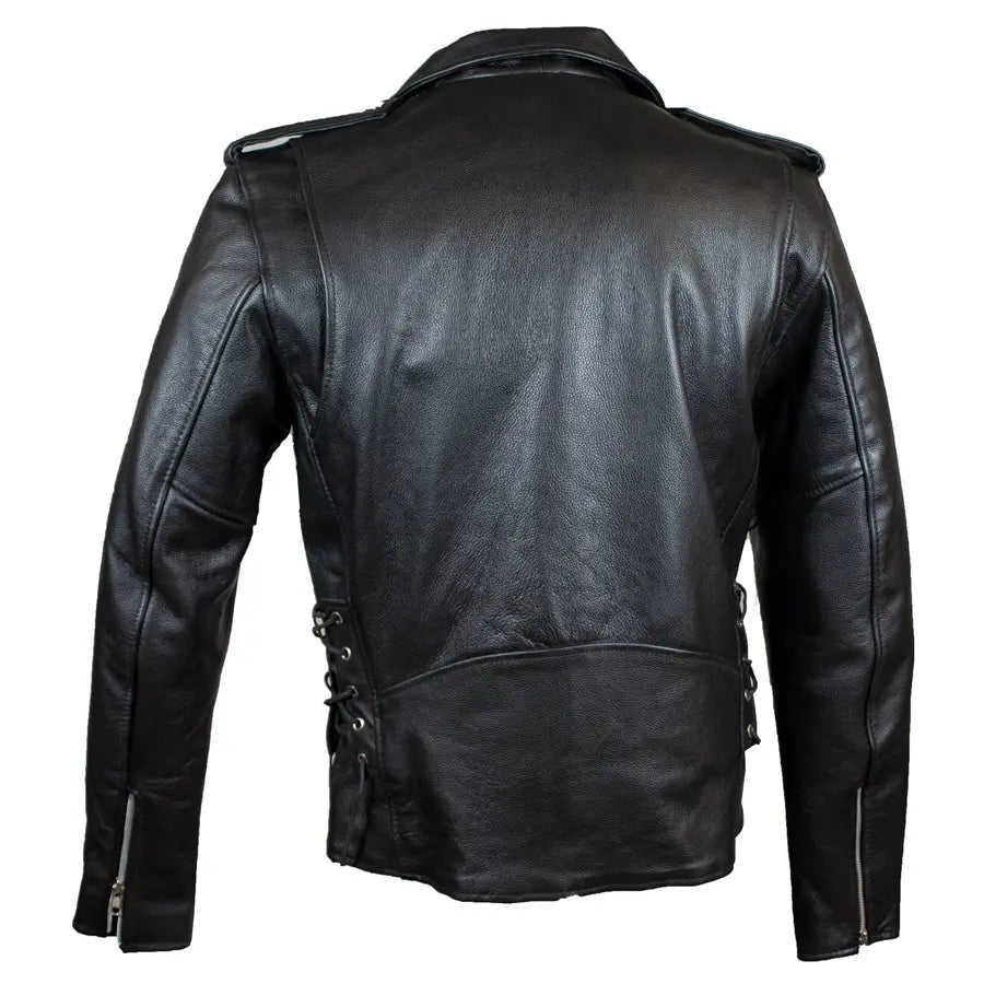 Men s Tall Classic Side Lace Leather Motorcycle Jacket Boutique of