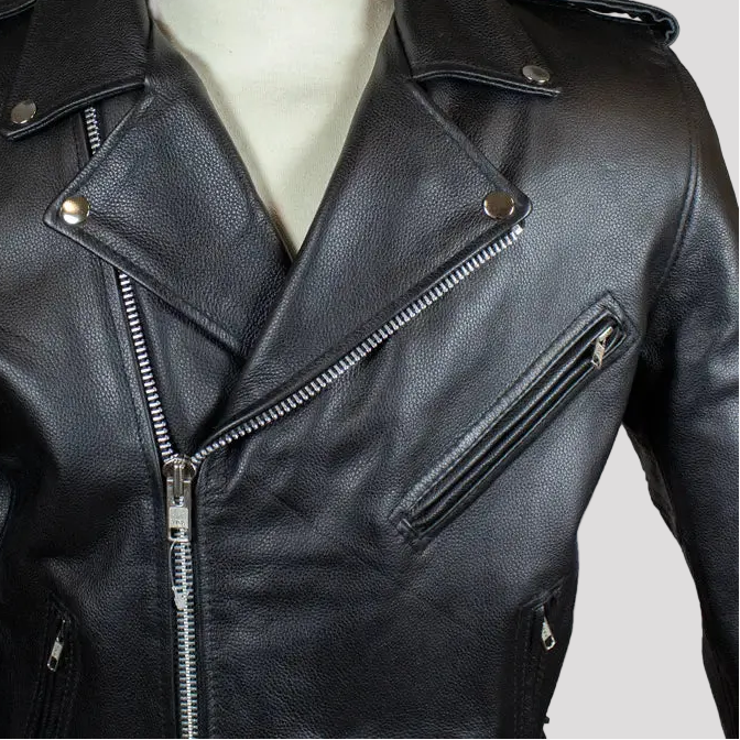 Men's Tall Classic Side Lace Leather Motorcycle Jacket Men's Motorcycle Jackets Boutique of Leathers/Open Road
