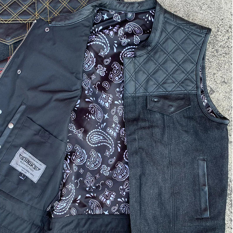 Open Road Men's Denim & Leather Club Vest - Boutique of Leathers/Open Road