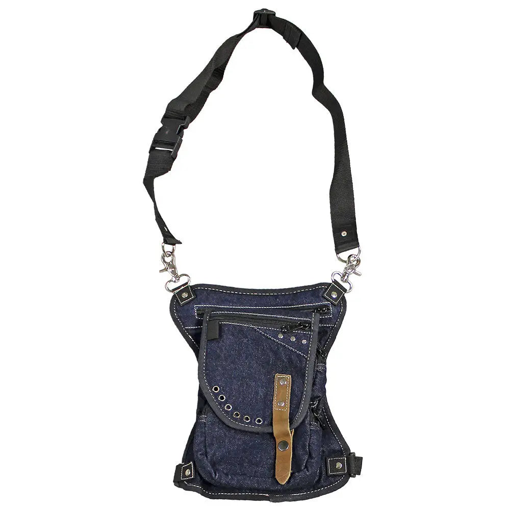 Milwaukee Leather Grommet Detail Thigh Bag with Waist Belt