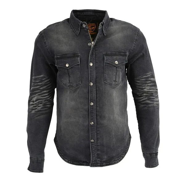 Milwaukee Leather Men's Faded Denim Armored Shirt Jacket - Boutique of