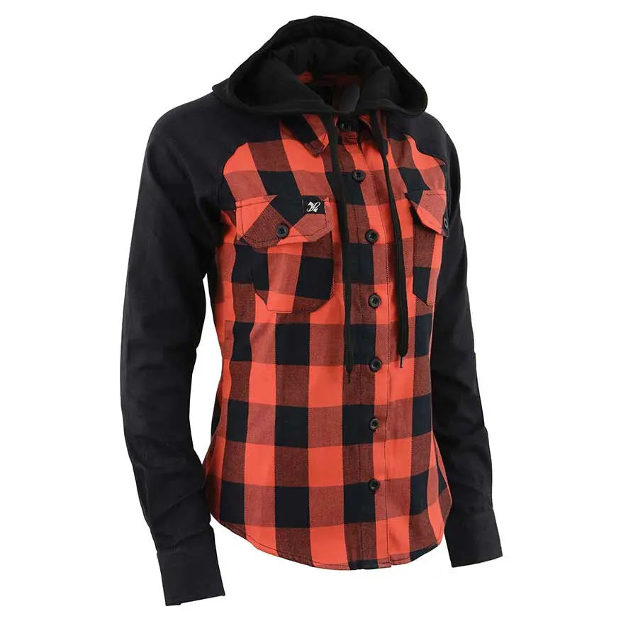 Milwaukee Leather Women's Armoured Plaid Hooded Shirt - Boutique of Leathers/Open Road