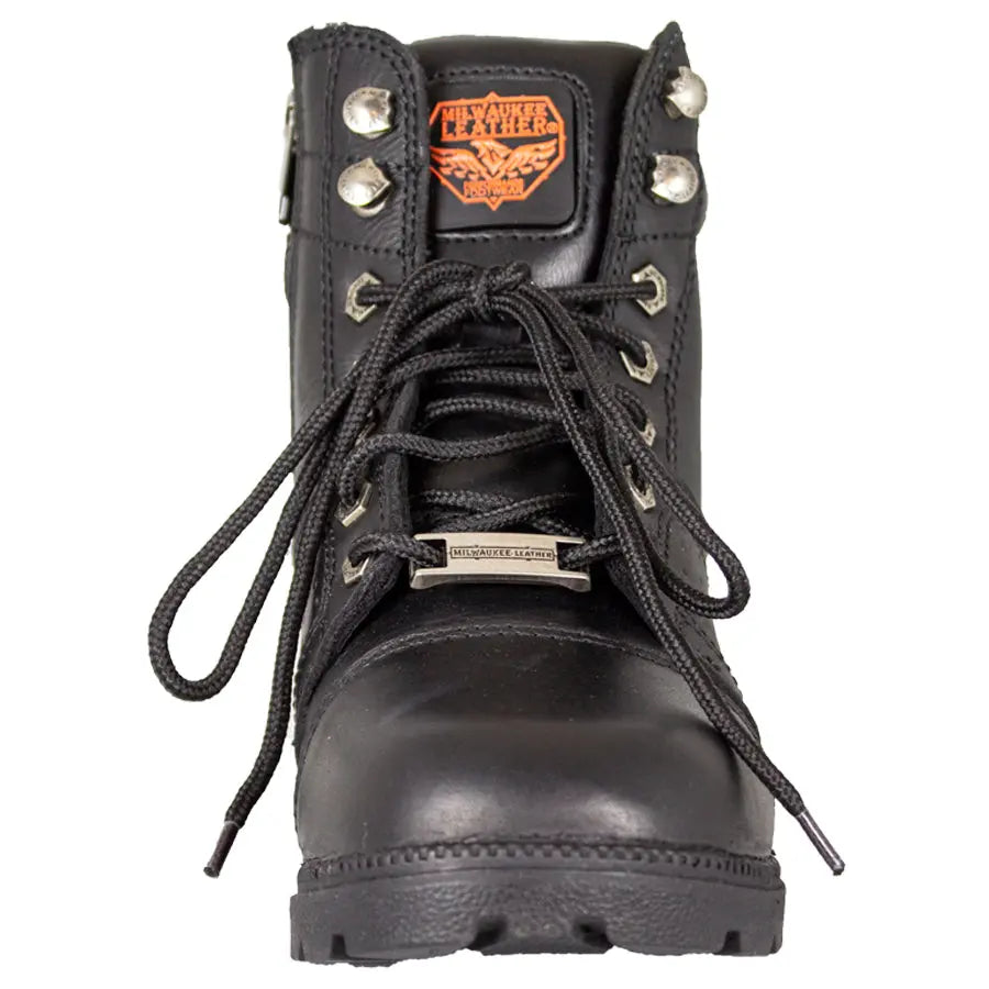 Milwaukee Leather Women's Side Zip Lace Up Motorcycle Boots - Boutique of Leathers/Open Road