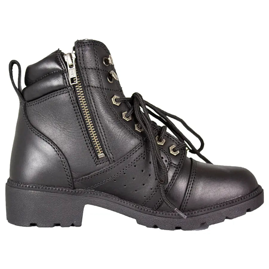 Milwaukee Leather Women's Side Zip Lace Up Motorcycle Boots - Boutique of Leathers/Open Road