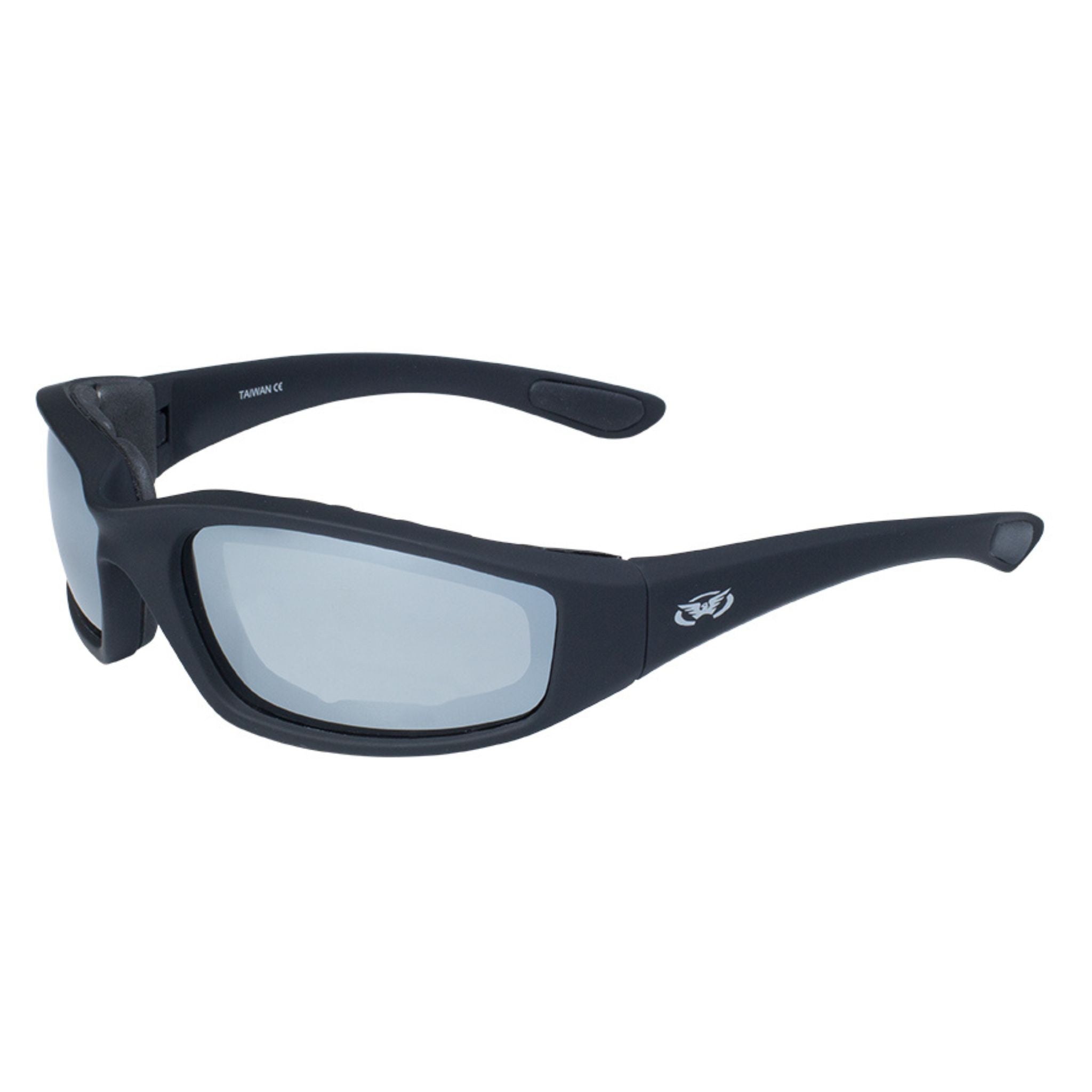 Global Vision Kickback Padded Motorcycle Sunglasses. Matte Black Soft-Touch Riding Glasses
