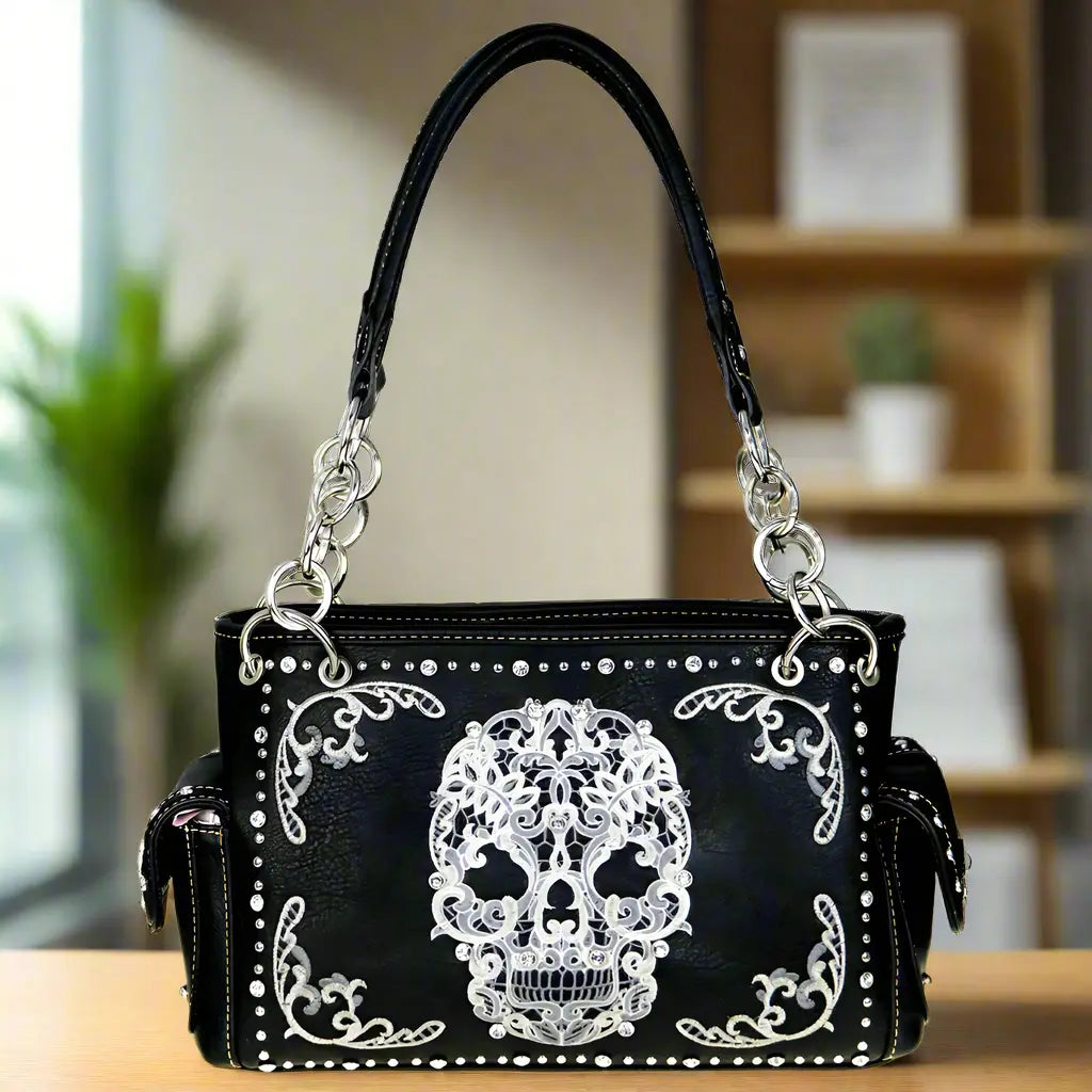 Montana West Sugar Skull Embroidered Handbag Handbags & Purses Boutique of Leathers/Open Road