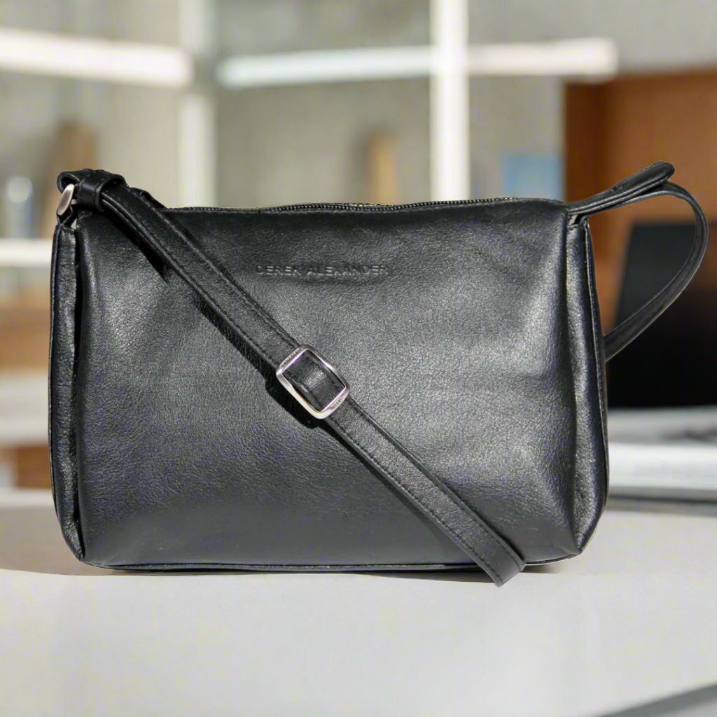 Derek Alexander Zip Top Leather Crossbody Bag