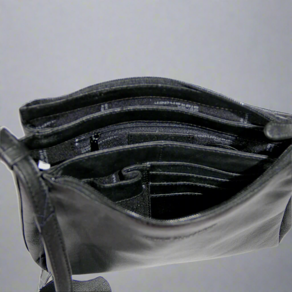 Derek Alexander Zip Top Leather Crossbody Bag