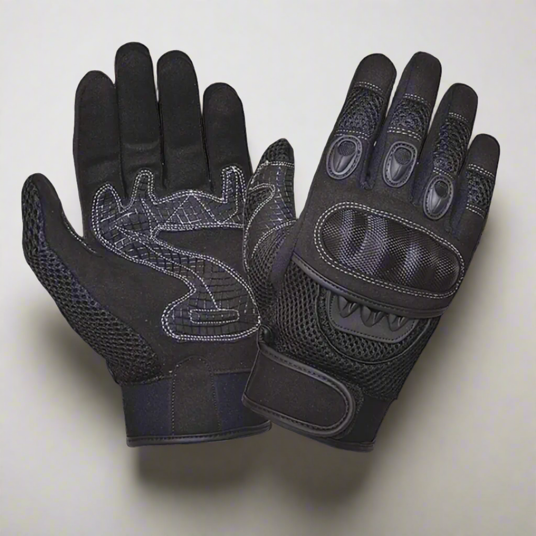 Men's Fingerless Leather Motorcycle Gloves - Carbon Fiber Knuckle Protection, Biker Style