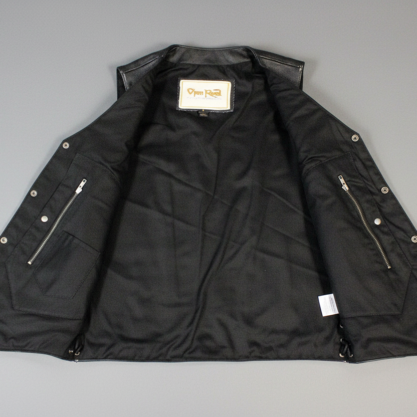 Open Road Men's Upside Leather with Blue Stitched Diamonds Vest