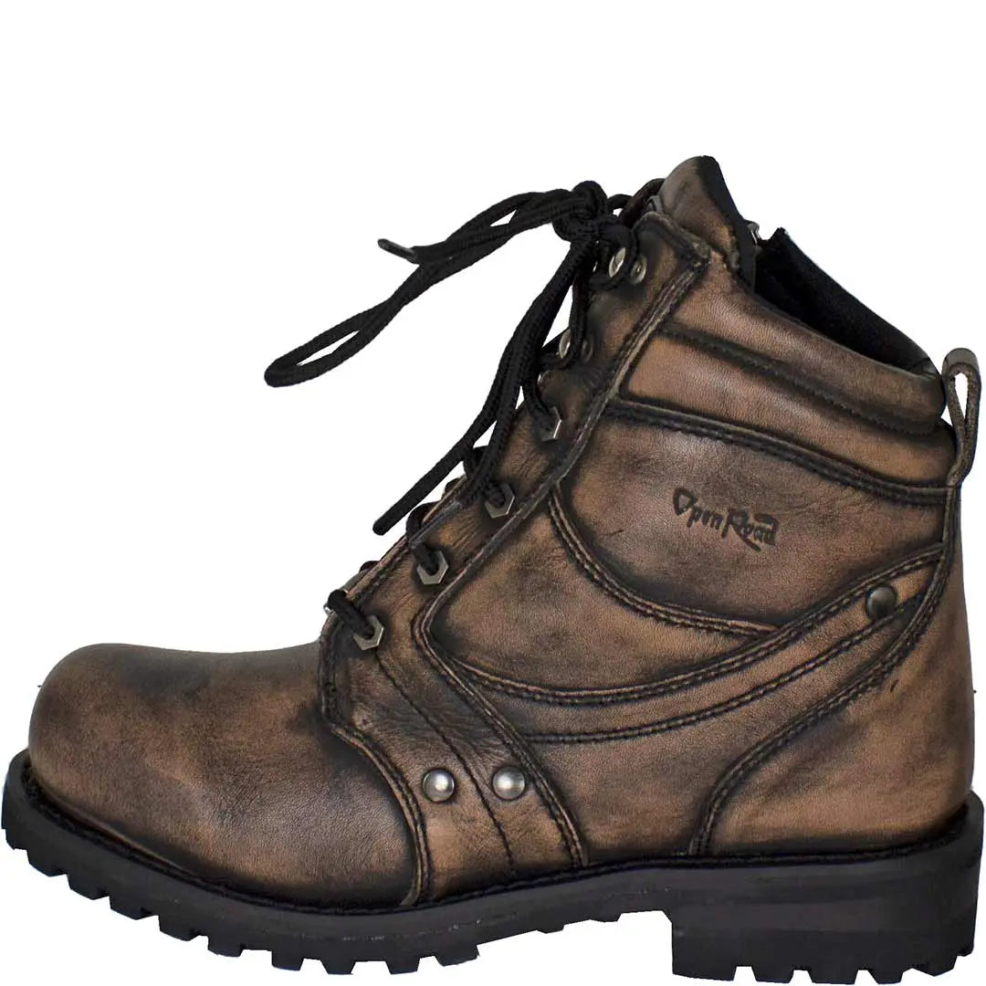 Open Road Men's 7" Lace-Up Motorcycle Boots - Boutique of Leathers/Open Road